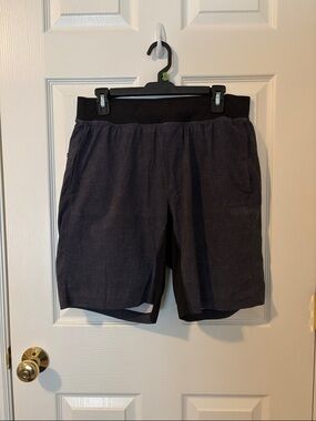 Lululemon athletica Men's Charcoal Athletic Shorts with Black Waistband